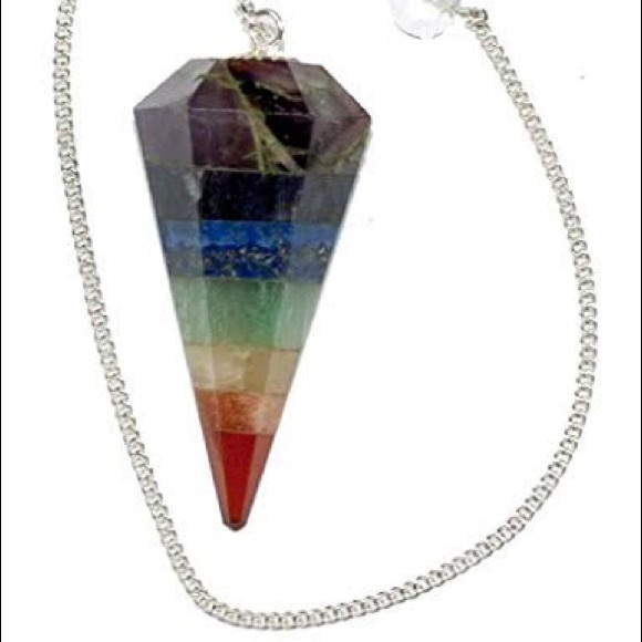 GENUINE 7 Chakra Bonded Layered Pendulum - Picture 2 of 2